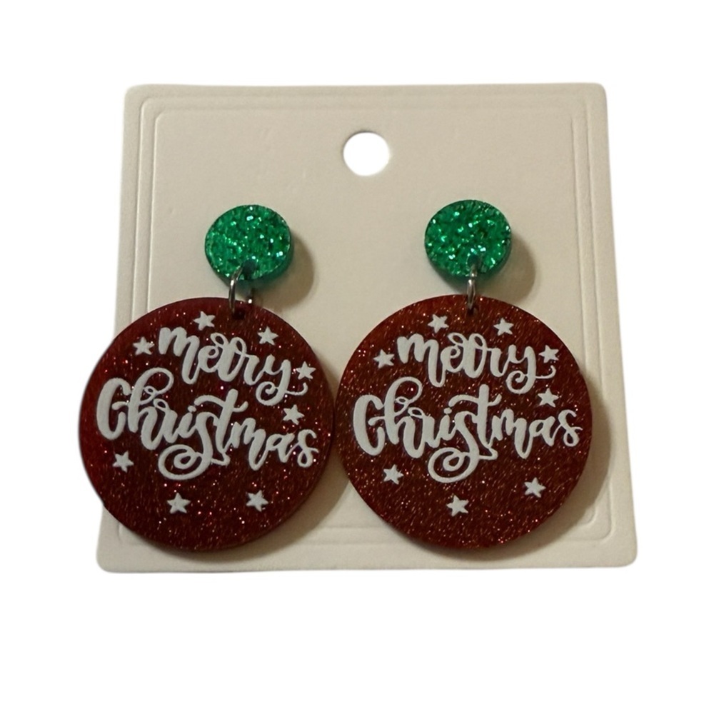 Festive “Merry Christmas” Earrings
